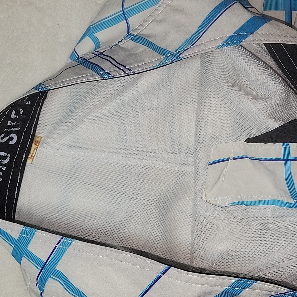 Mossimo Supply Co. White and Blue Plaid Board Shorts - Picture 4 of 4